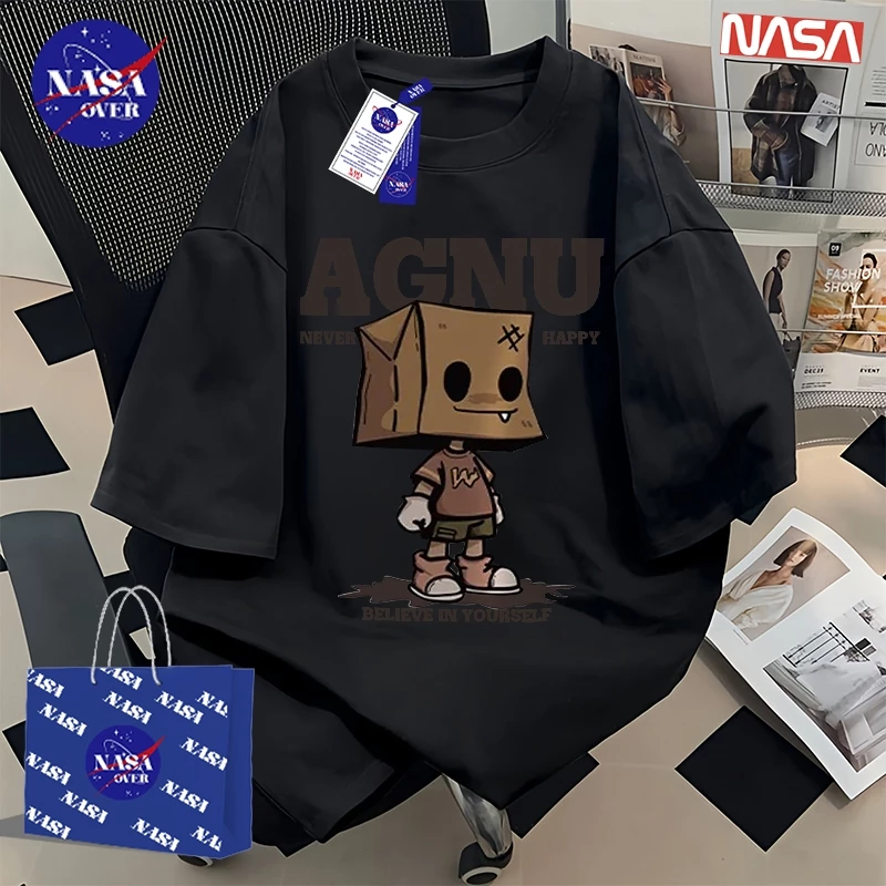 【พร้อมส่ง】🔥NASA ใส่ได้ทั้งชายหญิง เสื้อ ผ้าฝ้ายแท้100% ทรงโอเวอร์ไซส์ เสื้อยืด กล่องกระดาษรูปร่างมนุษย์📦YG1138