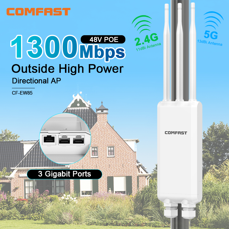 Comfast 1200Mbps กลางแจ้งไร้สาย AP Dual Band High power wifi Repeater แหล่งจ่ายไฟ hotspot wifi acces