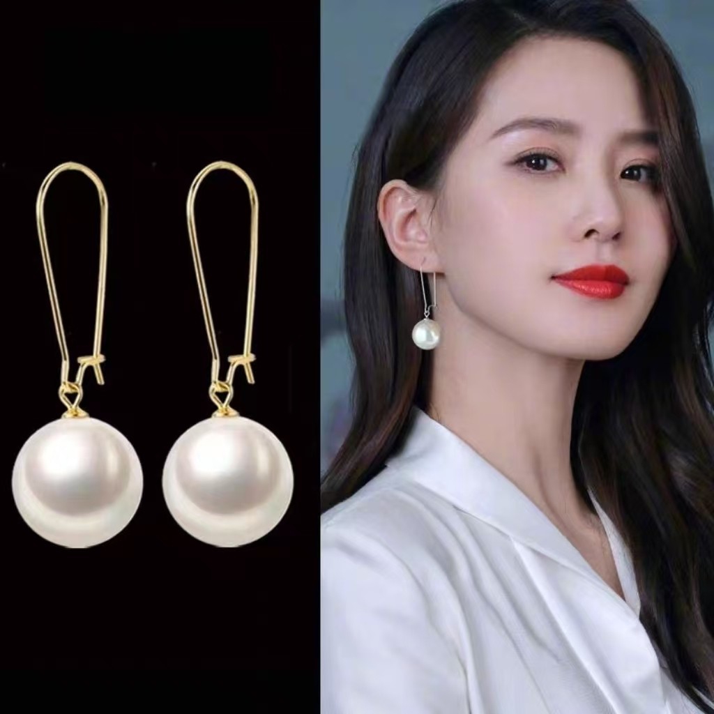 ต่างหูสุภาพสตรีมุกขนาดใหญ่ระดับไฮเอนด์สไตล์ใหม่อินเทรนด์เฉพาะซอกทุกการแข่งขันจี้มุกต่างหูต่างหู