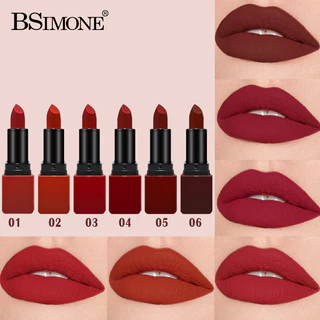 Bsimone ลิปสติกเนื้อมัท กันน้ำ ทนนาน สีน้ำตาลช็อกโกแลต ไม่ติดแก้ว ลิปมาทท์ กันน้ำ แต่งหน้าได้ตลอดวัน
