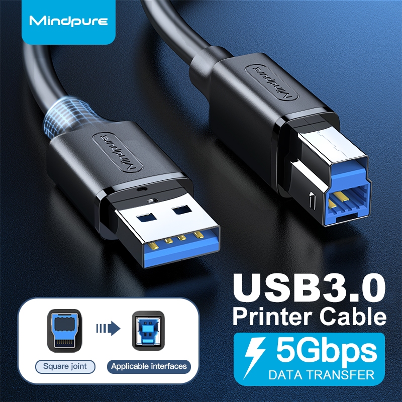 ปลาค็อด ปลาค็อด Mindpure Usb 3.0 Printer Cable 5Gbps Usb A To Usb B Square Connertor สําหรับ Canon Hp Hard Disk Web Camera