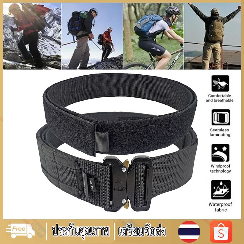 【จัดส่งจากกรุงเทพฯ】เข็มขัดผู้ชาย 2 นิ้ว COBRA หัวเข็มขัดโลหะ Quick Release เลเซอร์ตัด MOLLE Combat Mens 2in1 เข็มขัดเข็มขัดด้านในยุทธวิธีเดินป่าตั้งแคมป์