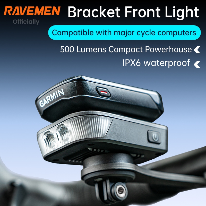 RAVEMEN FR500 ไฟจักรยานแบบวางซ้อนกันได้สําหรับคอมพิวเตอร์คําเตือนและไฟหน้าถนน/MTB ขี่จักรยาน