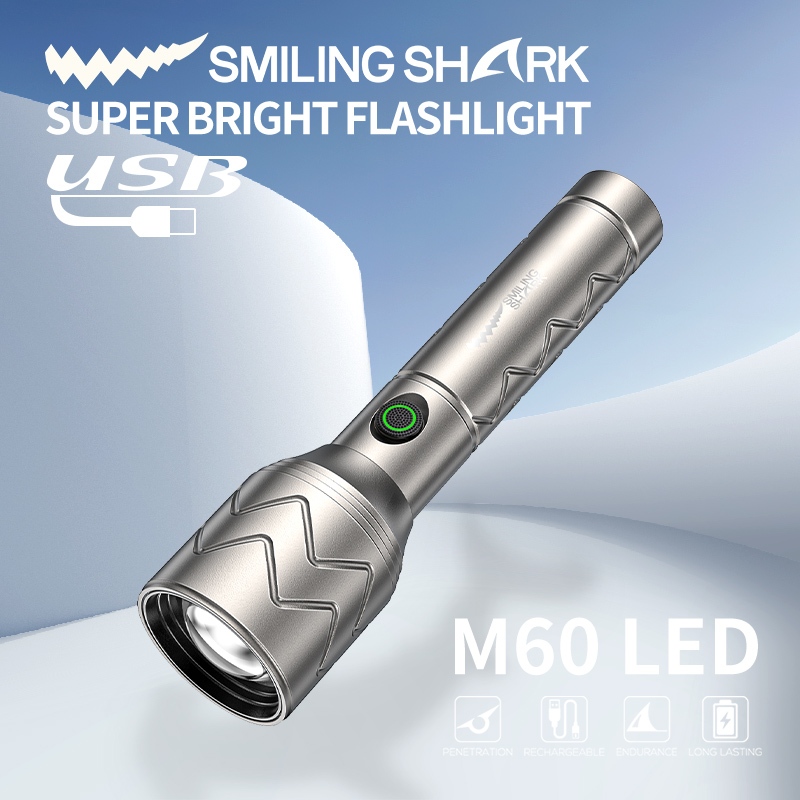 SmilingShark SD5356 ไฟฉาย led M60 6000LM ยิง 1 กม. ด้วยการหรี่ ไฟคบเพลิง สว่างมาก ซูมได้ 5 รูปแบบ Ty