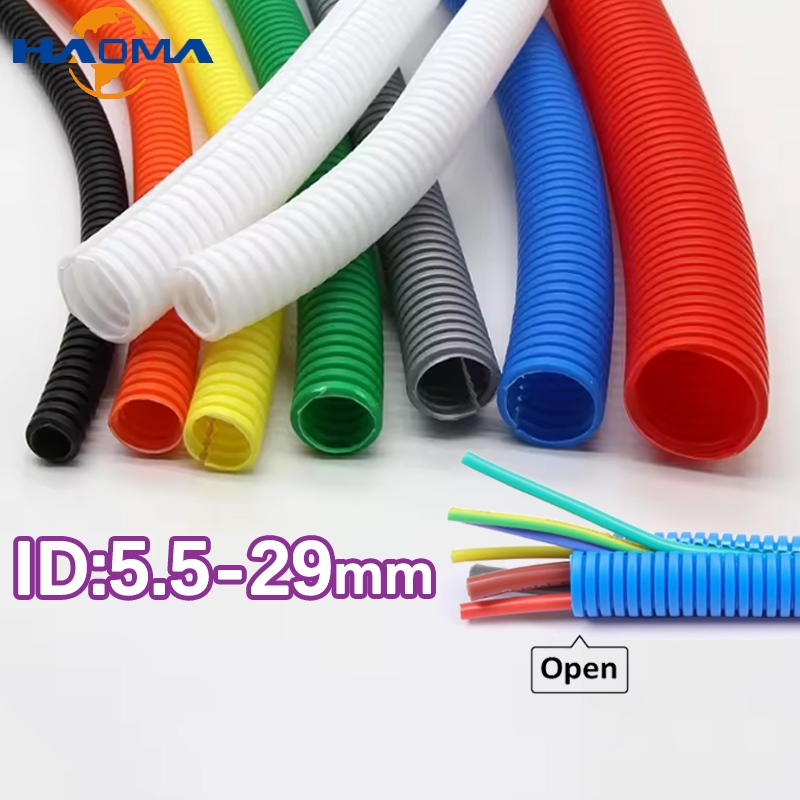 หน้า ฉนวนหลอดลูกฟูกสายอัตโนมัติท่อสายรัดลวดห่อที่มีสีสันเกลียวพลาสติกแยกลวด เครื่องทอผ้า แขนป้องกัน