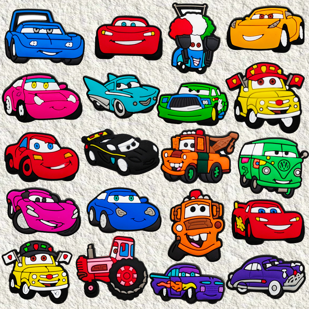 MEIDJ 20 สไตล์รองเท้า Charms การกําหนดค่าการ์ตูนยานพาหนะรองเท้าแตะหัวเข็มขัด PVC รองเท้าอุปกรณ์เสริมปุ่ม