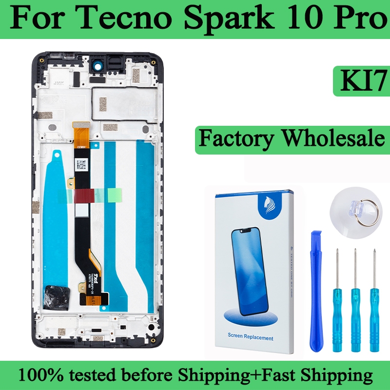 KI7 ทดสอบ 100% LCD พรีเมี่ยมสําหรับ Tecno Spark 10 Pro จอแสดงผล Touch SCREEN Digitizer แผงชุดหน้าจอ 