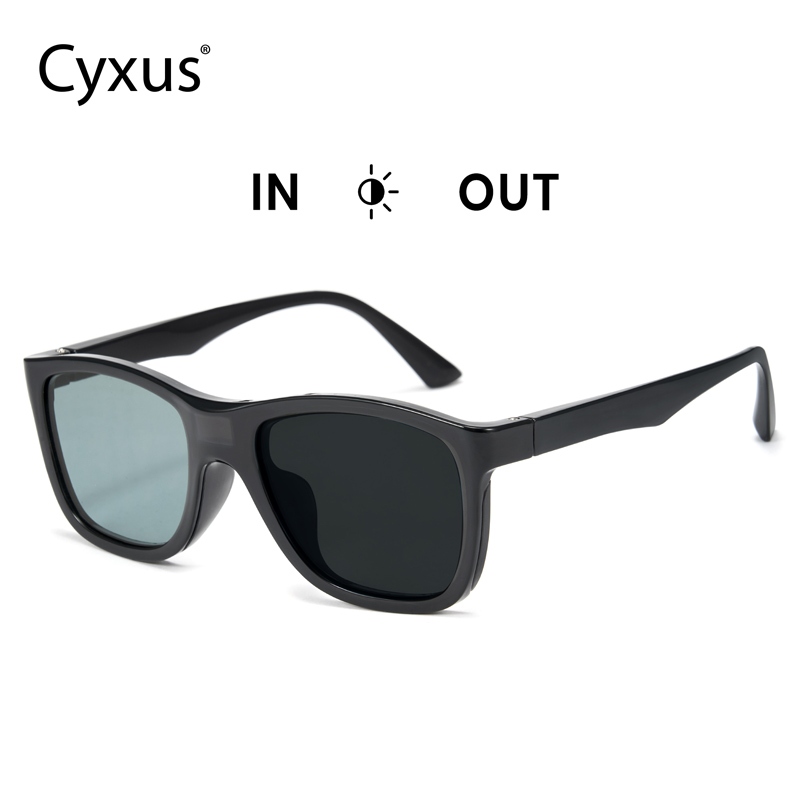Cyxus retro Polarized UV400 แว่นตากันแดดสแควร์กรอบ TR90 แว่นตากลางแจ้ง Camping แ