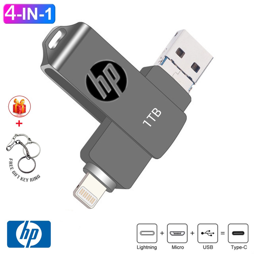 โลหะกันน้ําความเร็วสูง USB 3.1 2TB 1TB 512GB 4-in-1 OTG256GB 128GB แฟลชไดรฟ์