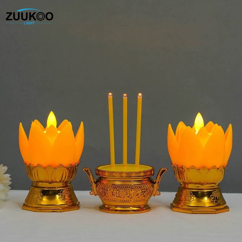 Zuuko กระถางธูปไฟฟ้า ชุดเชิงเทียนไฟฟ้า ชุดธูปเทียนไฟฟ้า CANDLE เชิงเทียนปลอม เทียนใส่ถ่าน เทียนไฟฟ้า