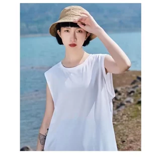 เสื้อกล้ามแขนกุด เย็นสบายในฤดูร้อน ผ้าใยน้ำแข็ง ระบายอากาศได้ ยืดนิ่มใส่สบาย สไตล์สปอร์ต พร้อมส่ง (มี 8 สี) M-5XL