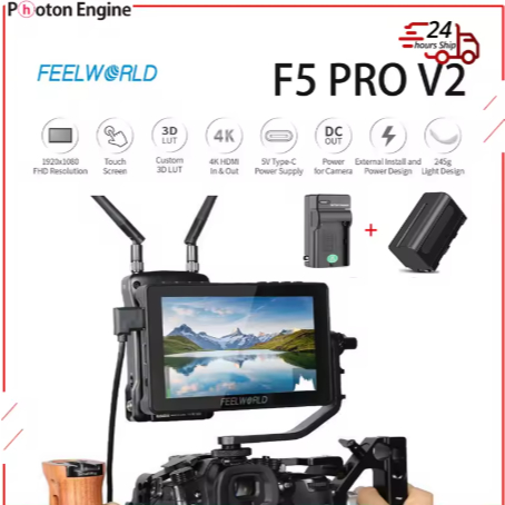 FEELWORLD F5 PRO V2 5.5 นิ้วหน้าจอสัมผัสกล้อง DSLR Field Monitor 3D LUT 4K HDMI การส่งผ่านไร้สายไฟ L