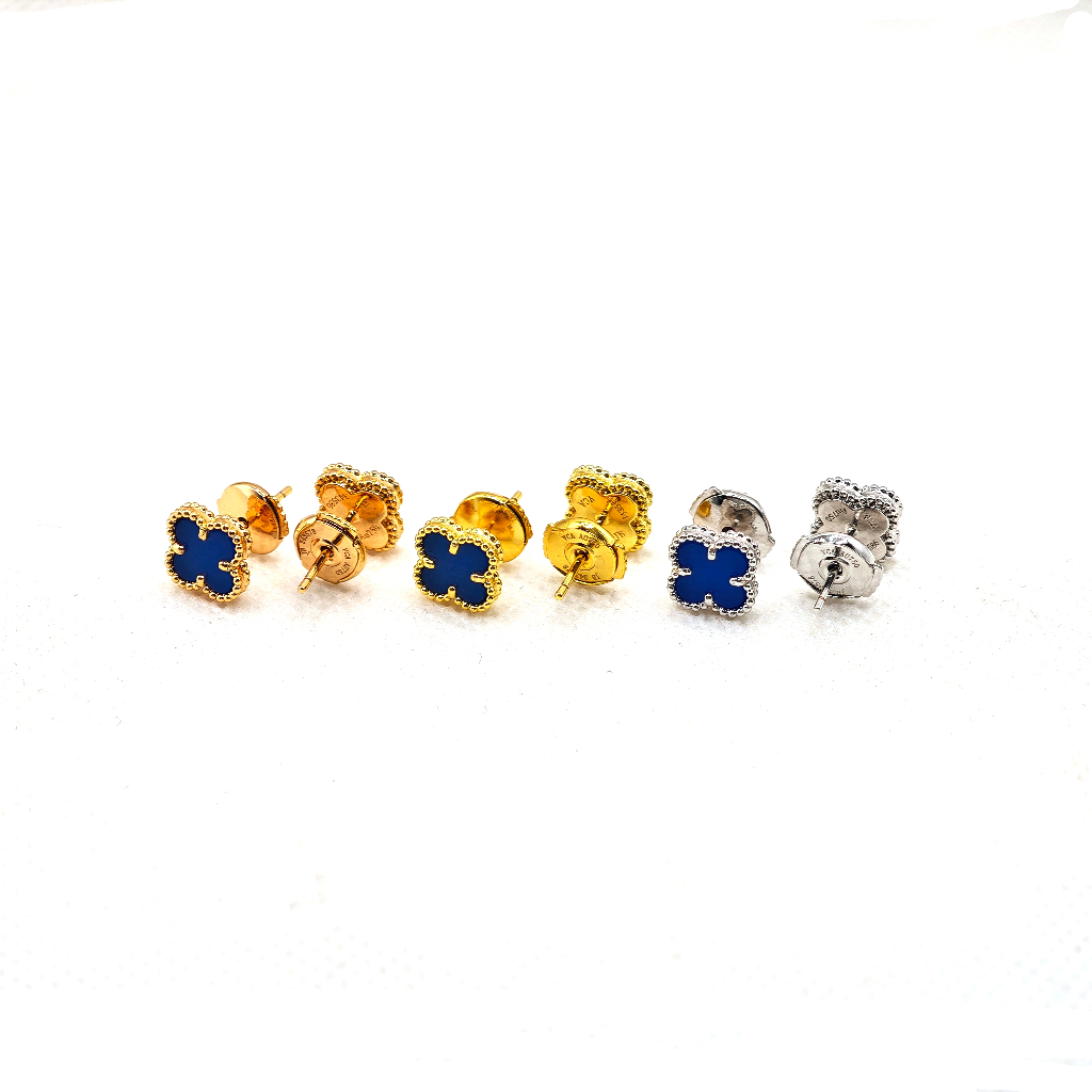 แฟชั่นต่างหูโคลเวอร์สี่ใบสร้อยคอมินิสร้อยข้อมือสีฟ้า9มม ราคา ถูกที่สุด ดีลบีเคเค แกลเลอรีภาพที่ 2