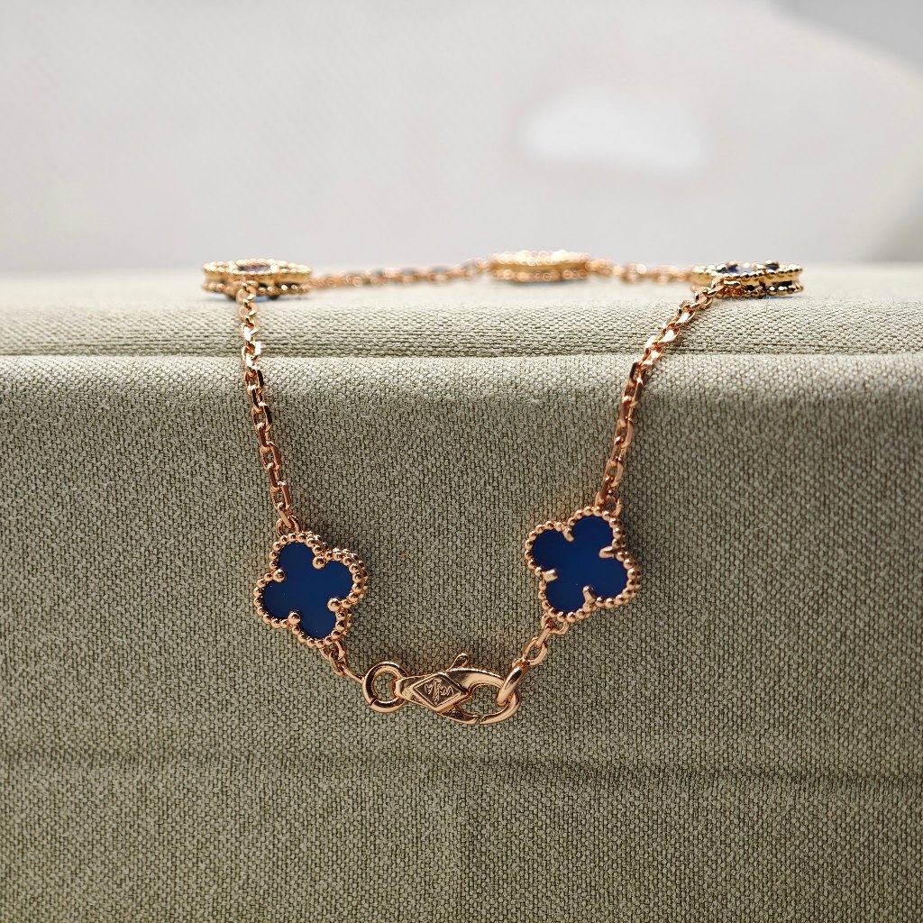 แฟชั่นต่างหูโคลเวอร์สี่ใบสร้อยคอมินิสร้อยข้อมือสีฟ้า9มม ราคา ถูกที่สุด ดีลบีเคเค แกลเลอรีภาพที่ 6