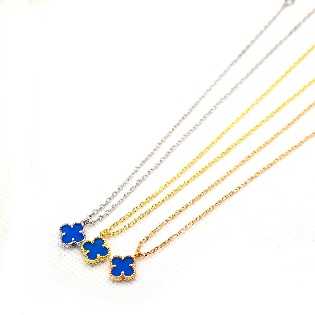 แฟชั่นต่างหูโคลเวอร์สี่ใบสร้อยคอมินิสร้อยข้อมือสีฟ้า9มม ราคา ถูกที่สุด ดีลบีเคเค แกลเลอรีภาพที่ 8