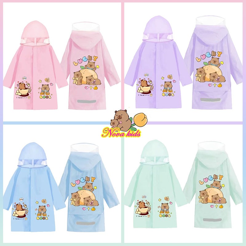 เสื้อกันฝนสำหรับเด็ก เด็กน่ารักลายการ์ตูนเสื้อกันฝน ไม่มีกลิ่น กันน้ำ มีหลายสีให้เลือก เด็กผู้ชาย เด็กผู้หญิง 4-9 ปี นักเรียนชั้นประถมศึกษา สามารถใส่กระเป๋านักเรียนได้【จัดส่งจากประเทศไทย】