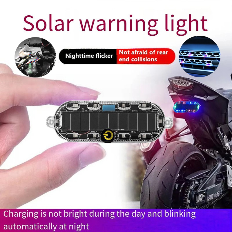 2 ชิ้นชาร์จพลังงานแสงอาทิตย์ Mini คําเตือน LED ไฟท้ายรถจักรยานยนต์ Anti-Collision ไฟท้าย UAV Strobe โคมไฟ