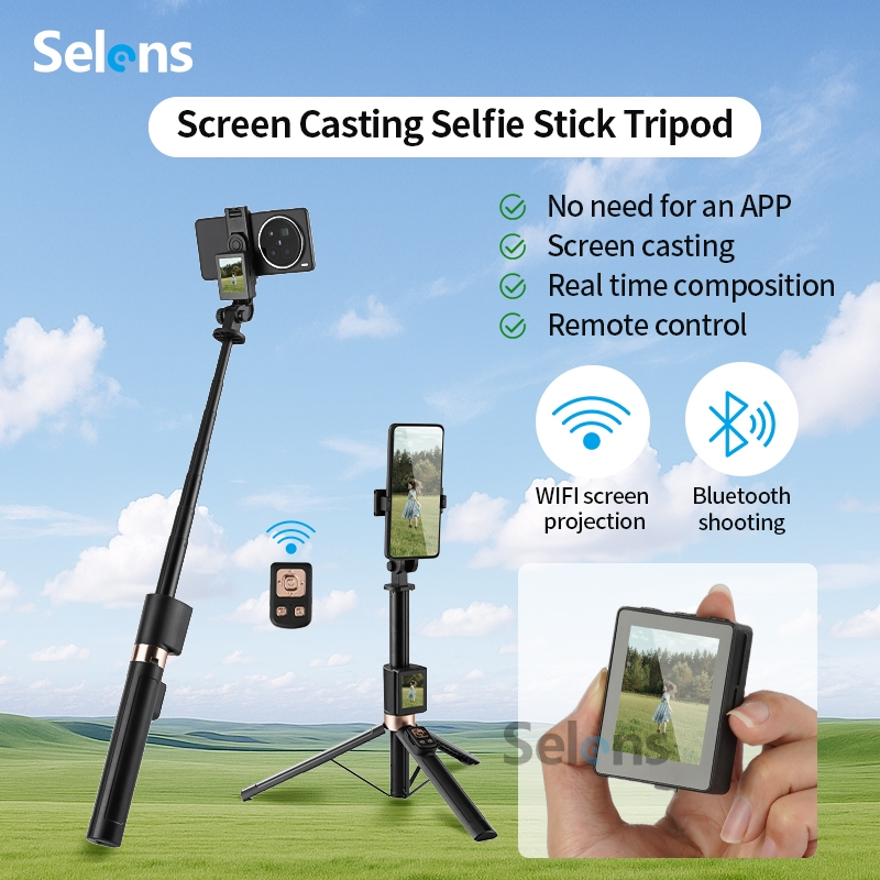 Selens Selfie Stick ขาตั้งกล้อง CL07 หน้าจอหล่อขาตั้งโทรศัพท์มือถือพร้อมจอภาพสําหรับ Selfie Video