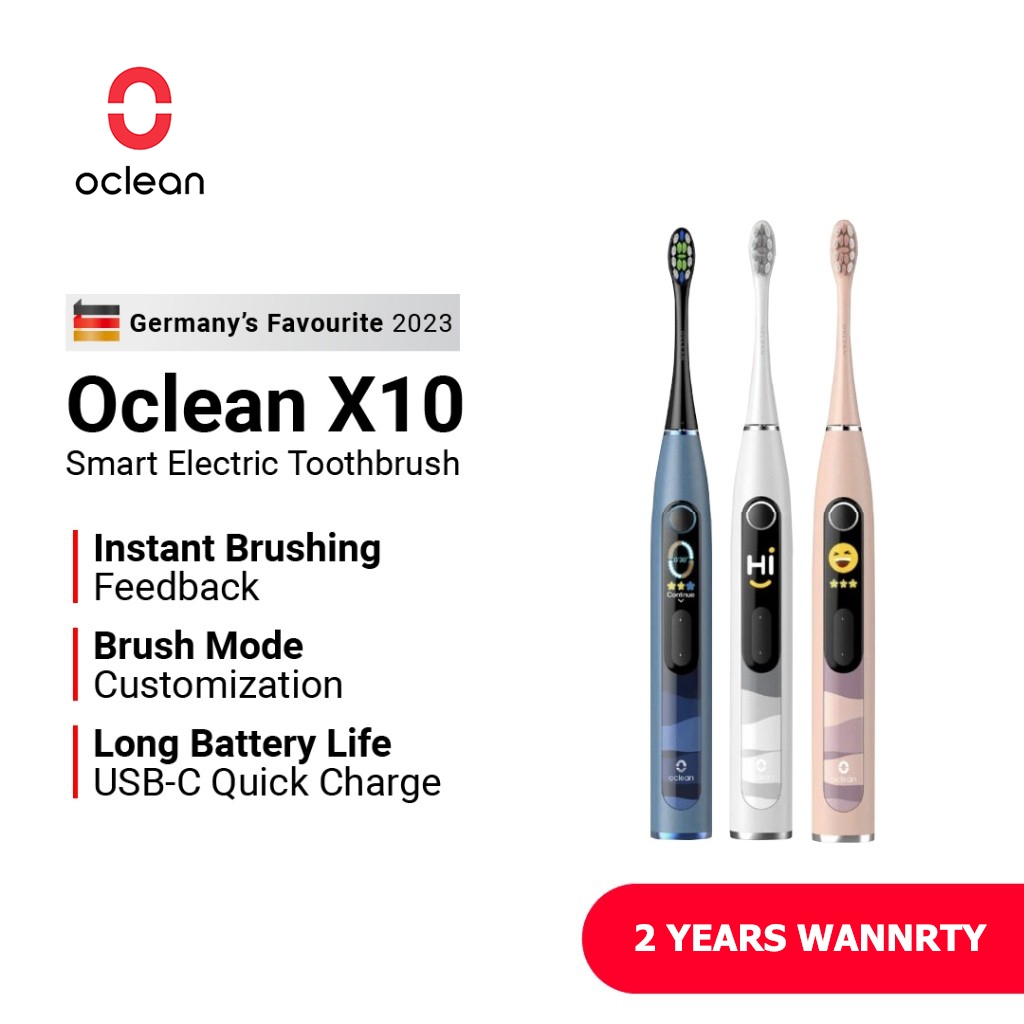 แปรงสีฟันไฟฟ้าอัจฉริยะ Oclean X10 พร้อมหน้าจอแสดงผลอัจฉริยะและโต้ตอบ IPX7 รับประกัน 2 ปี