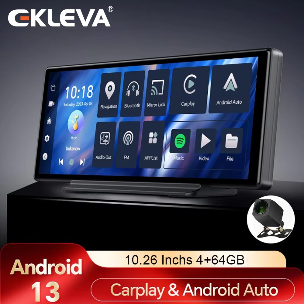EKLEVA Android 13 4+64G Dashboard รถกล้อง Wifi GPS นําทาง ADAS รถไร้สายเล่นเลนส์คู่ HD1080P 4G รถสีด