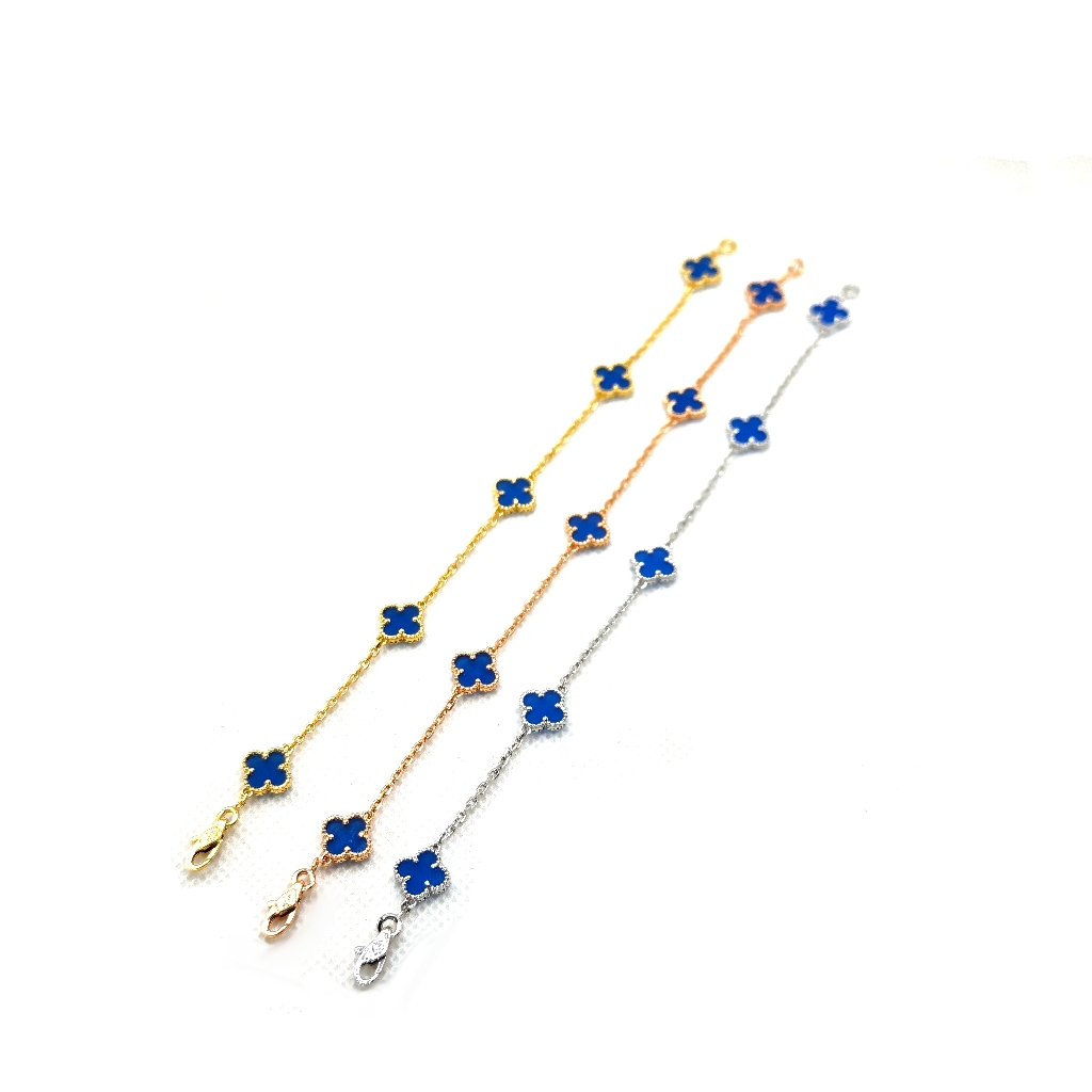 แฟชั่นต่างหูโคลเวอร์สี่ใบสร้อยคอมินิสร้อยข้อมือสีฟ้า9มม ราคา ถูกที่สุด ดีลบีเคเค แกลเลอรีภาพที่ 9