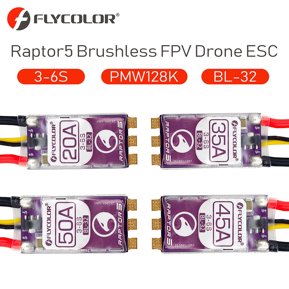 Flycolor Raptor5 โดรนไร้แปรง ESC 3-6S ESC 20A 35A 45A 50A 32Bit สําหรับโดรนแข่งขัน FPV