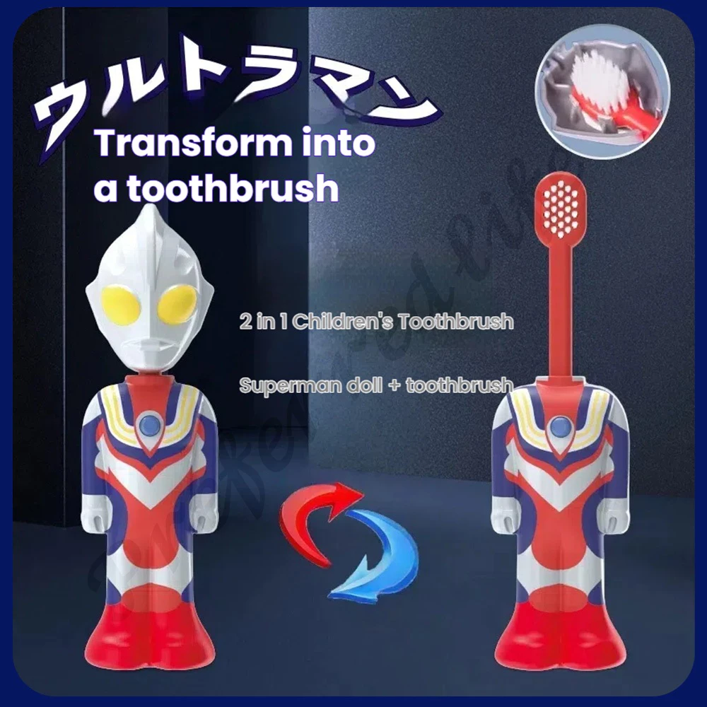 แปรงสีฟันอุลตร้าแมน Transforming สำหรับเด็ก (อายุ 3-6 ปี) - ขนแปรงนุ่มพิเศษพร้อมดีไซน์ตัวการ์ตูนแสนน่ารัก | อ่อนโยนต่อเหงือกและเหมาะสำหรับการแปรงฟันครั้งแรก