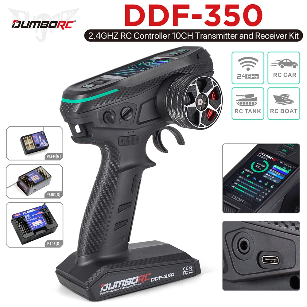Dumborc DDF-350 10CH RC 2.4Ghz เครื่องส่งสัญญาณวิทยุดิจิทัล รีโมตคอนโทรล พร้อมหน้าจอ HD X10F ตัวรับส