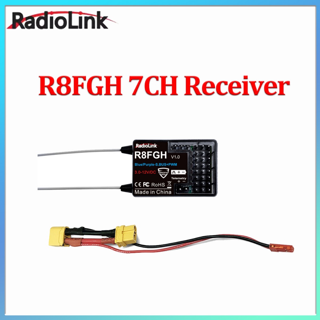 Radiolink ใหม่ R8FGH Gyro Receiver 2.4G 8 ช่อง Telemetry แรงดันไฟฟ้าสูงสุด 14S 58.8V สําหรับ RC รถเร