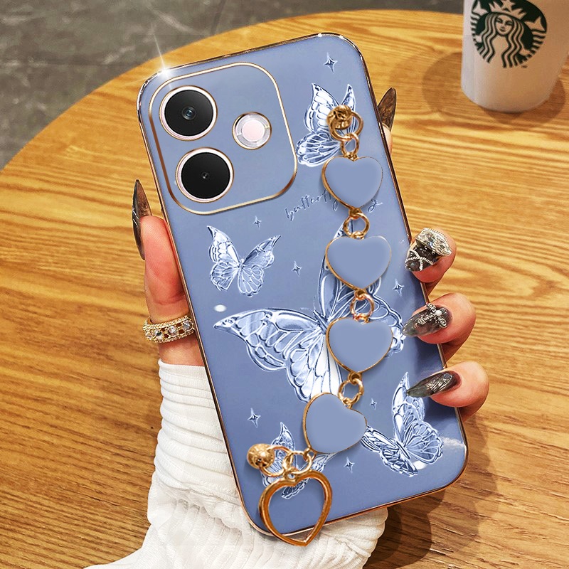 ปลอกสําหรับOppo A6 A5i A5 Pro 5G 4G A5X A5i A5 4G 5Gหรูหราผีเสื้อสไตล์Loveสร้อยข้อมือElectroplatedกั