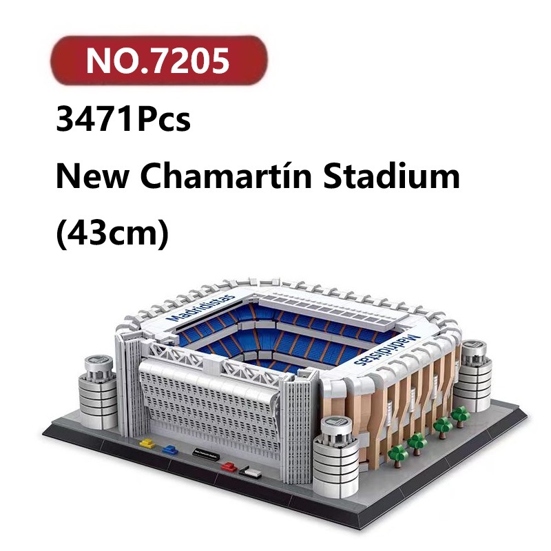 สนามฟุตบอลชามาร์ตินแห่งใหม่ เรอัลมาดริด เบร์นาเบว ของเล่นตัวต่อ 3471ชิ้น WANGE โมเดลประกอบแล้ว