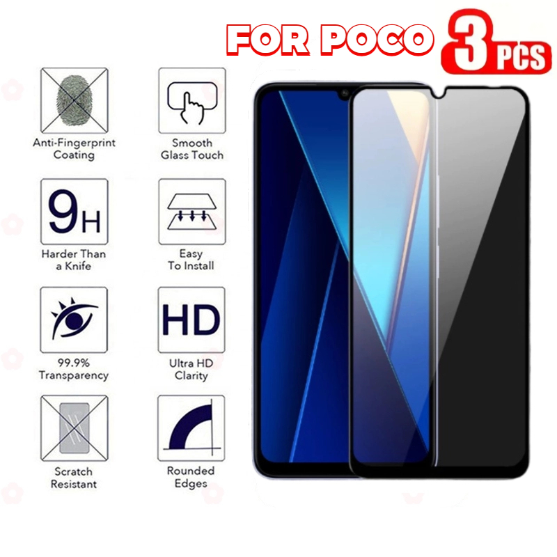 3 ชิ้น 9H HD กระจกนิรภัยสติกเกอร์สําหรับ POCO C75 C40 C65 F5 PRO X7 X6 F7 Ultra F6 F5 F4 GT F3 X4 X5
