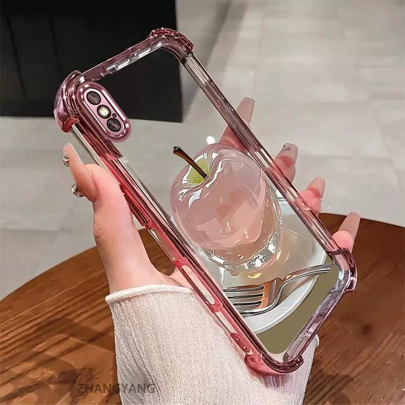 เคสสําหรับ iPhone X Xs Xr Xs Max Electroplated เคสโทรศัพท์กันกระแทกความงามคริสตัลความละเอียดสูงดีไซน์ใหม่น่ารักภาพแอปเปิ้ลซิลิโคน TPU soft case