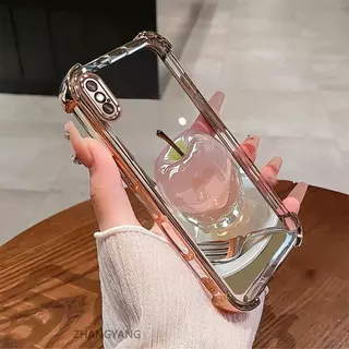 เคสสําหรับ iPhone X Xs Xr Xs Max Electroplated เคสโทรศัพท์กันกระแทกความงามคริสตัลความละเอียดสูงดีไซน์ใหม่น่ารักภาพแอปเปิ้ลซิลิโคน TPU soft case