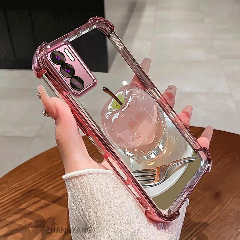 สําหรับ OPPO RENO 12 5G RENO 12 Pro 5G Electroplated กันกระแทกเคสโทรศัพท์ความงามความละเอียดสูงคริสตัลการออกแบบใหม่น่ารักภาพ apple ซิลิโคน TPU นุ่ม