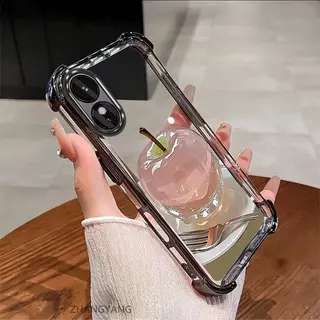 สําหรับ OPPO A18 A38 A17 A17K A60 Electroplated กันกระแทกเคสโทรศัพท์ความงามความละเอียดสูงคริสตัลการออกแบบใหม่น่ารักภาพ apple ซิลิโคน TPU นุ่มกรณี