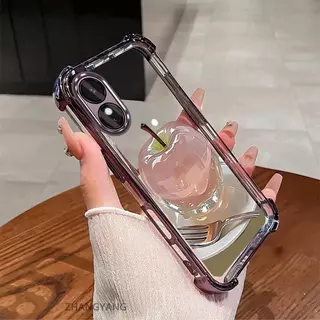 สําหรับ OPPO A18 A38 A17 A17K A60 Electroplated กันกระแทกเคสโทรศัพท์ความงามความละเอียดสูงคริสตัลการออกแบบใหม่น่ารักภาพ apple ซิลิโคน TPU นุ่มกรณี