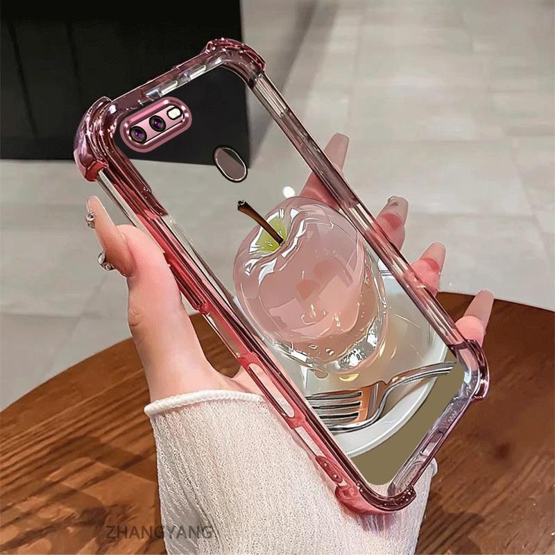 สําหรับ OPPO A5S A12 A7 F9 Electroplated กันกระแทกเคสโทรศัพท์ความงามความละเอียดสูงคริสตัลการออกแบบใหม่น่ารักภาพ apple ซิลิโคน TPU นุ่มกรณี