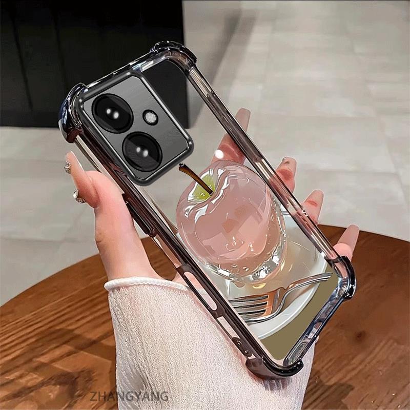 กรณีสําหรับ OPPO A79 5G Electroplated กันกระแทกเคสโทรศัพท์ความงามความละเอียดสูงคริสตัลการออกแบบใหม่น่ารัก apple ภาพซิลิโคน TPU นุ่ม ราคา ถูกที่สุด ดีลบีเคเค แกลเลอรีภาพที่ 2