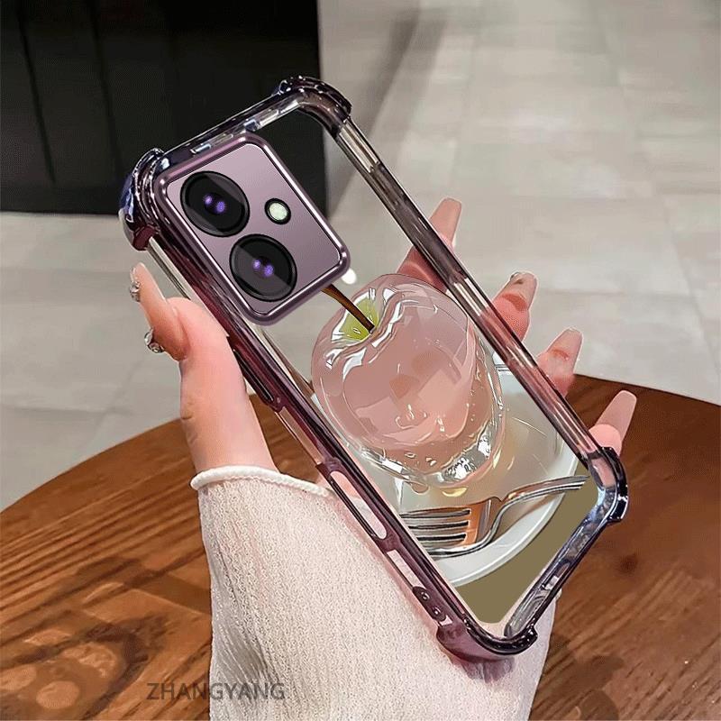 กรณีสําหรับ OPPO A79 5G Electroplated กันกระแทกเคสโทรศัพท์ความงามความละเอียดสูงคริสตัลการออกแบบใหม่น่ารัก apple ภาพซิลิโคน TPU นุ่ม ราคา ถูกที่สุด ดีลบีเคเค แกลเลอรีภาพที่ 3