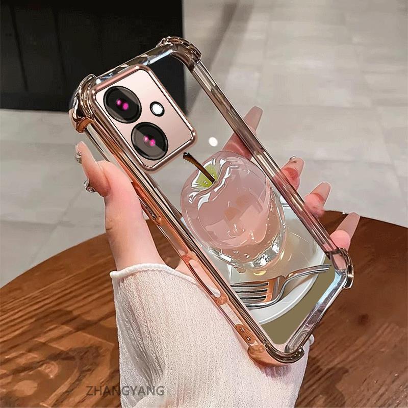กรณีสําหรับ OPPO A79 5G Electroplated กันกระแทกเคสโทรศัพท์ความงามความละเอียดสูงคริสตัลการออกแบบใหม่น่ารัก apple ภาพซิลิโคน TPU นุ่ม ราคา ถูกที่สุด ดีลบีเคเค แกลเลอรีภาพที่ 6