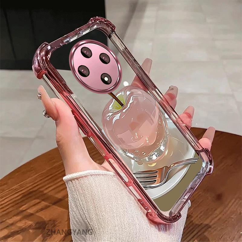 กรณีสําหรับ OPPO reno 12F 5G Electroplated กันกระแทกเคสโทรศัพท์ความงามความละเอียดสูงคริสตัลการออกแบบใหม่น่ารัก apple ภาพซิลิโคน TPU นุ่ม