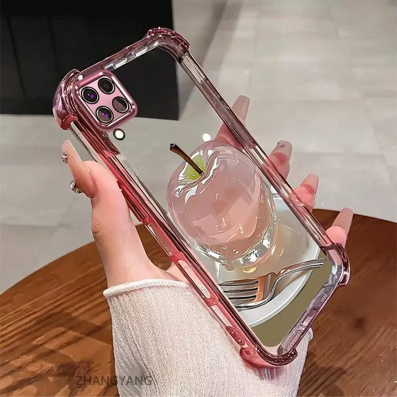 SAMSUNG สําหรับSamsung A12 A22 4G M12 M22 M32 Electroplatedกันกระแทกเคสโทรศัพท์ความงามความละเอียดสูงคริสตัลการออกแบบใหม่น่ารักAppleภาพซิลิโคนTPU soft case