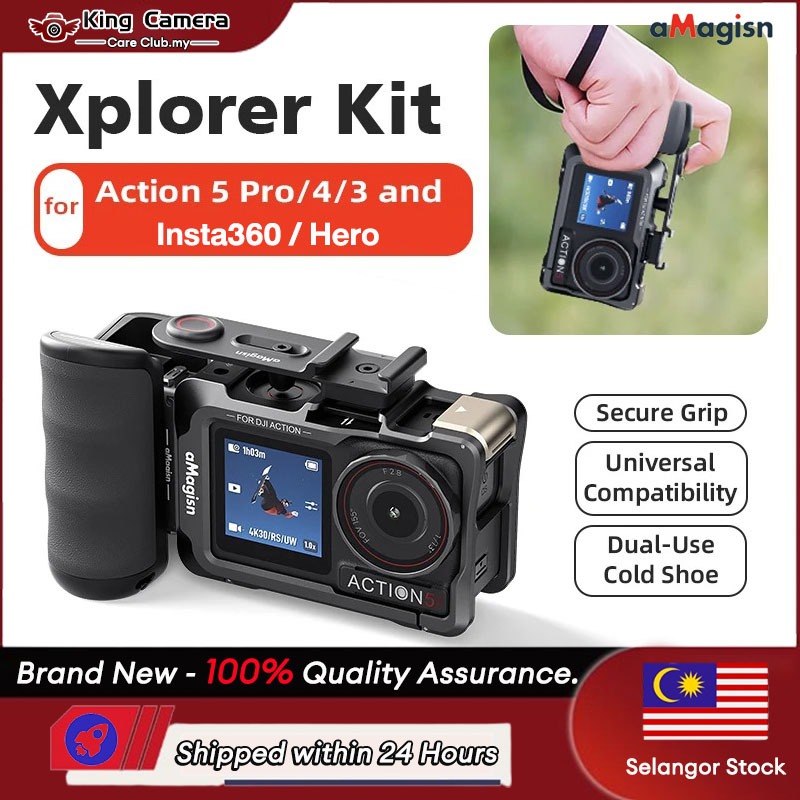 【ร้านไทย】amagisn Xplorer Grip Kit   (Only Xplorer Grip）Vlog Mount Combo ผู้ถือกรงกรอบสําหรับ Insta36