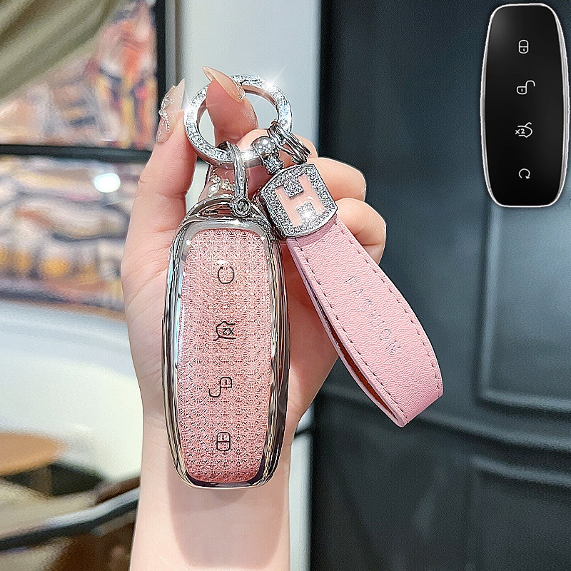 DENZA D9 อะไหล่รถยนต์ ฝาครอบกุญแจรถ DENZA D9 EV 2024-2025 BYD DENZA EV กรณีกุญแจรถ พวงกุญแจรถ กระเป๋