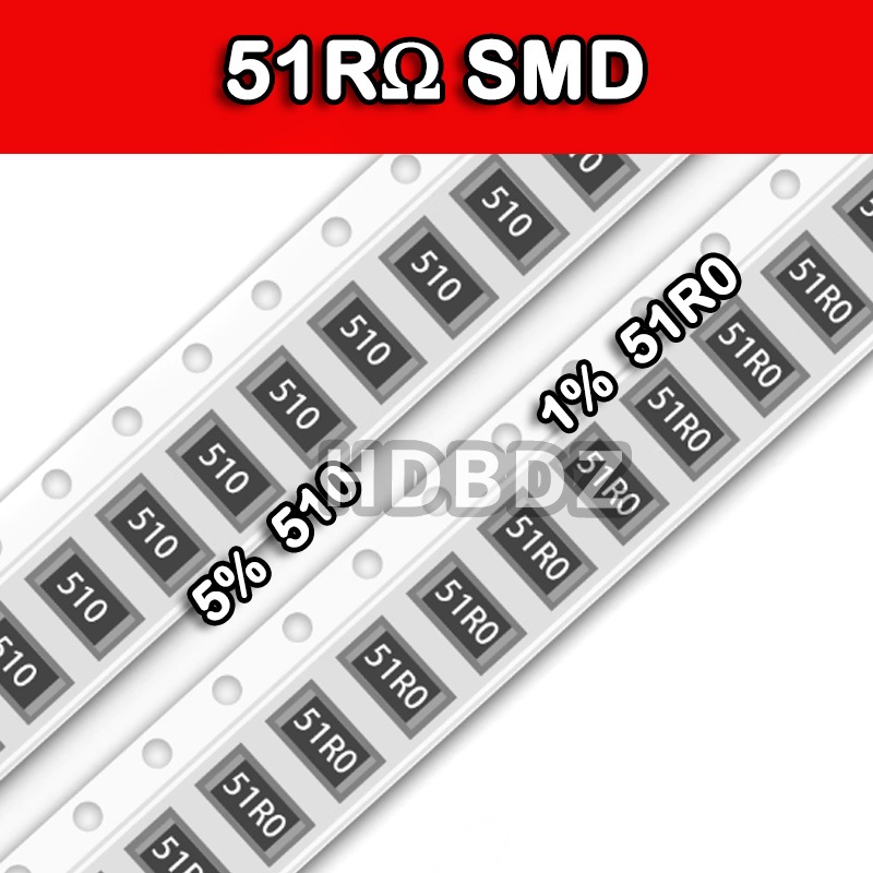 10~100PCS 51RΩ SMD resistance accuracy5%/1% 510/51R0 0603 0805 1206 2512