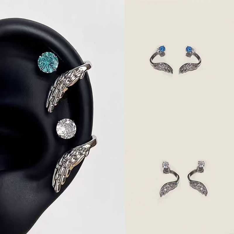 2ชิ้นแองเจิลปีกหูเล็บสําหรับผู้หญิงต่างหู