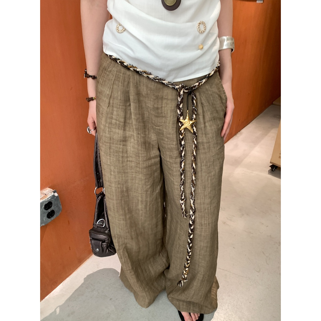 Retro Contrast สีถักปลาดาวจี้เอวบางเชือกหญิงสไตล์ชาติพันธุ์กับกระโปรงกางเกงยีนส์เข็มขัดอุปกรณ์เสริม All-Match เข็มขัด