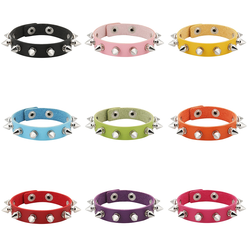 2025 บุคลิกภาพ Punk trend rivet คู่สร้อยข้อมือหนัง rock gothic สแตนเลส snap สร้อยข้อมือกําไลข้อมือสําหรับผู้หญิง man