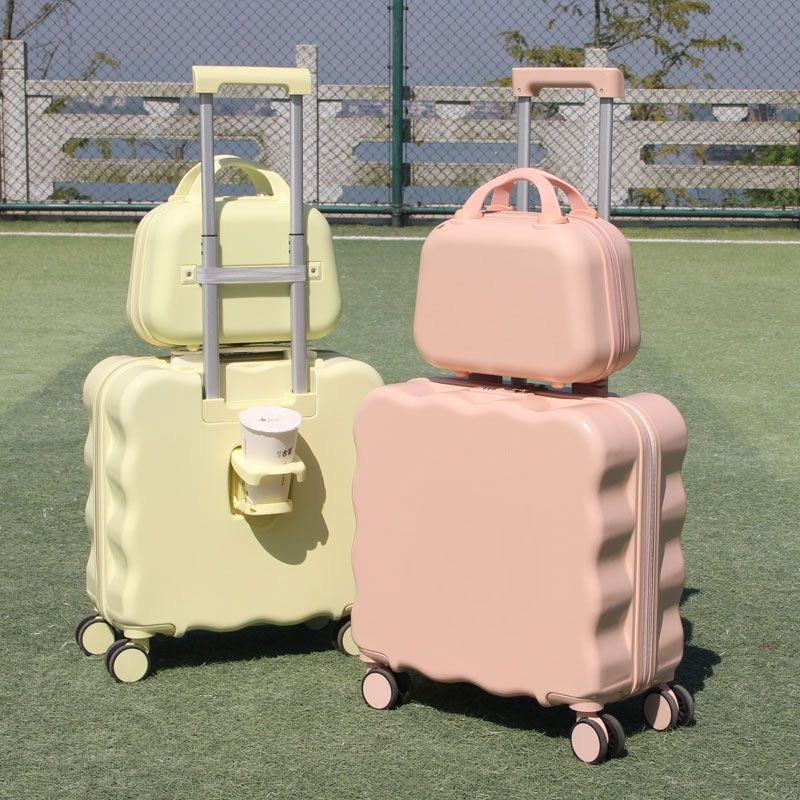 กระเป๋าเดินทาง 18 นิ้ สามารถนำขึ้นเครื่องบินได้โดยตรง กระเป๋าล้อลาก USB Port luggage